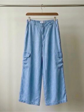 Wide Leg Cargo Lyocell Denim-Like Fabric